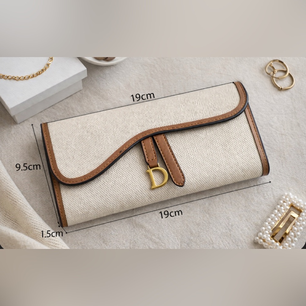 NEW $68 Delano Raffia Fabric Wallet Elegant Cream and Brown Women's Wallet - Picture 3 of 12
